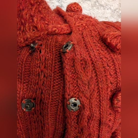 Vintage Y2K Anthropologie wool blend hooded knit crop cardigan,  orange Size XL - Picture 10 of 15